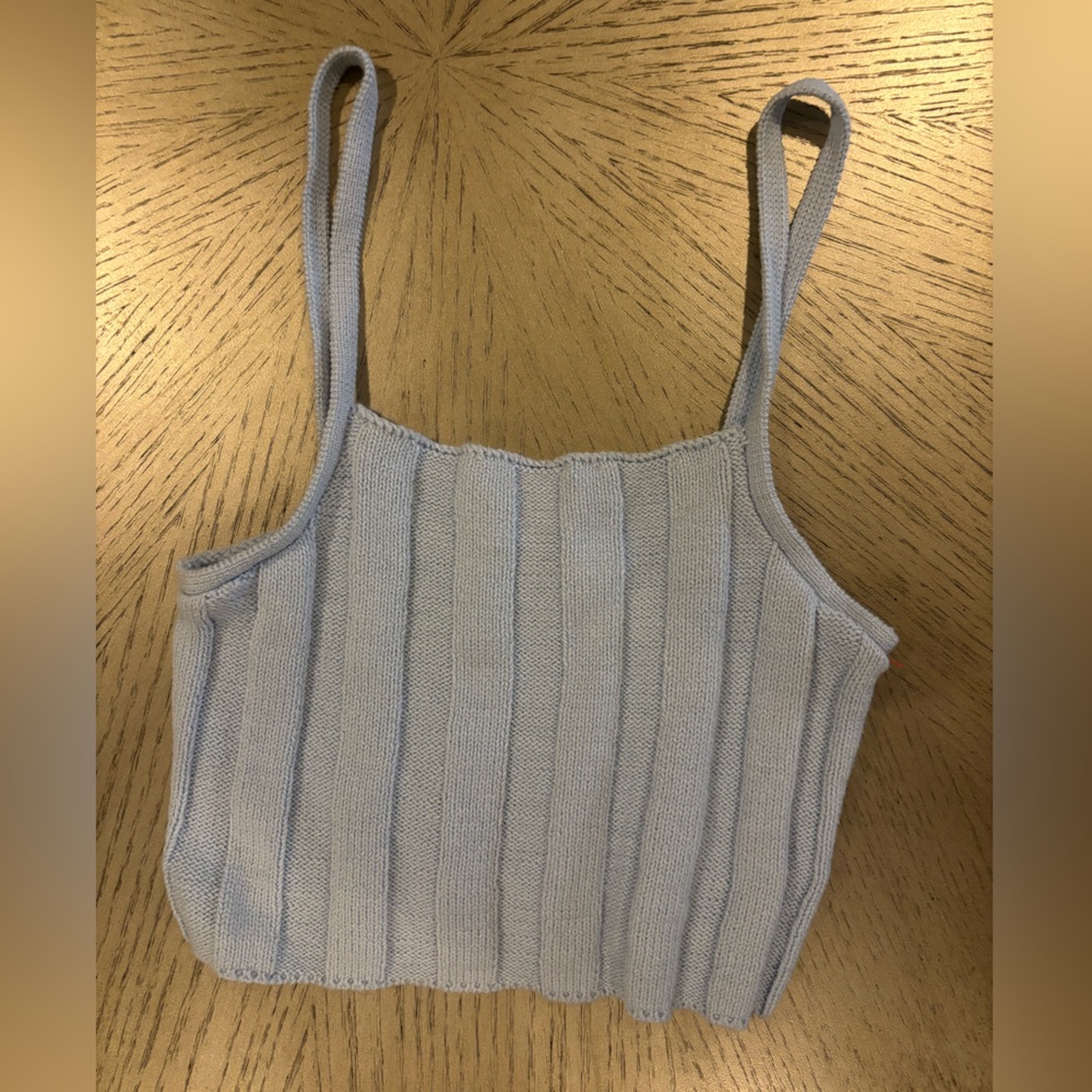Urban Outfitters Light Blue Knitted Crop Top tank